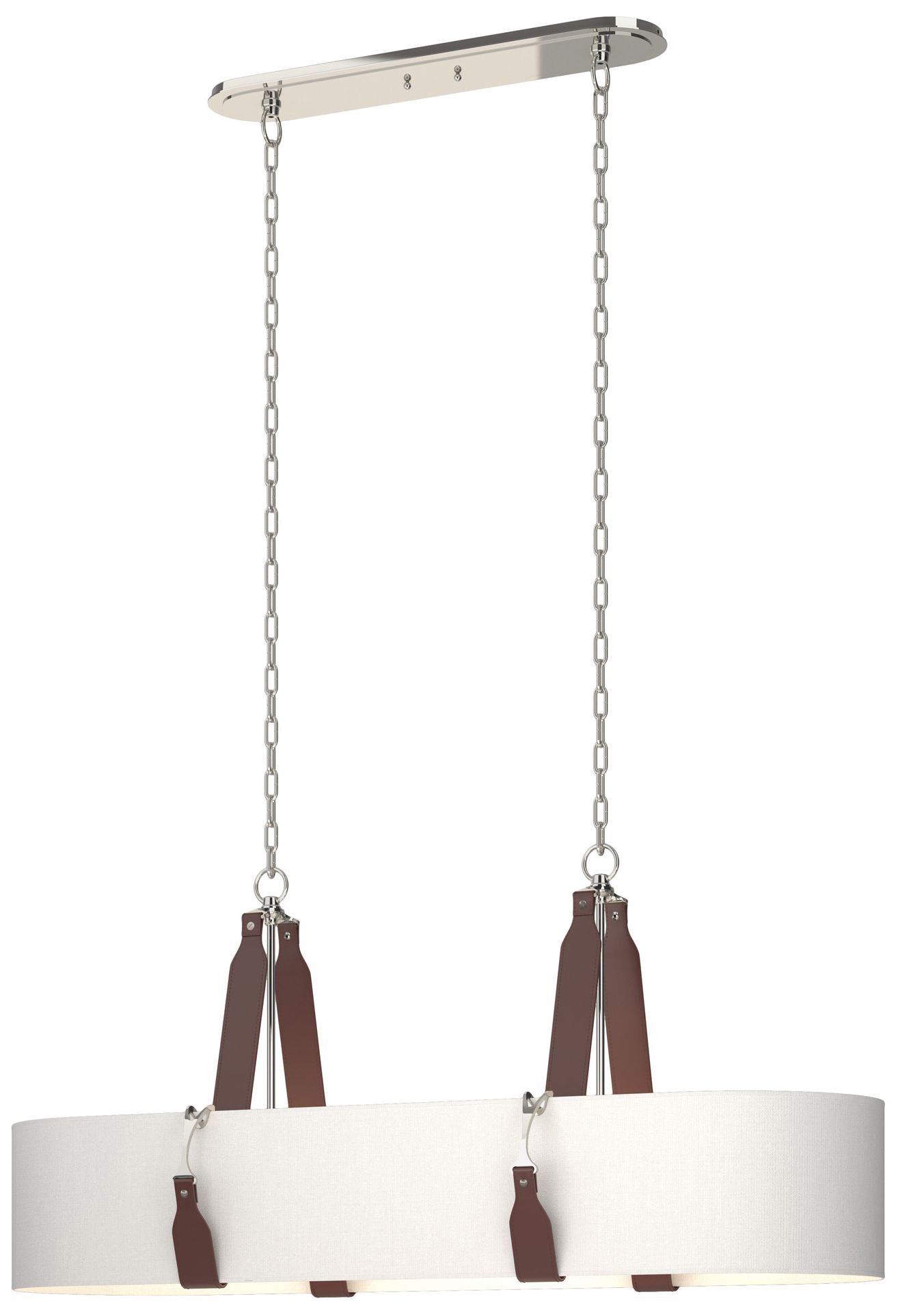 Saratoga Oval Pendant - Polished Nickel - British Brown - Anna Shade