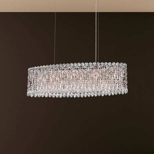 Sarella 10"H x 36"W 12-Light Crystal Chandelier in Polished Stain