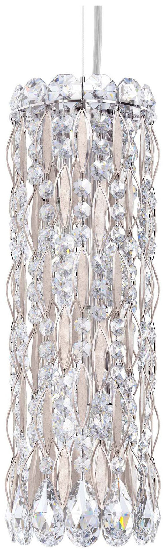 Sarella 15"H x 5"W 3-Light Crystal Pendant in Antique Silver