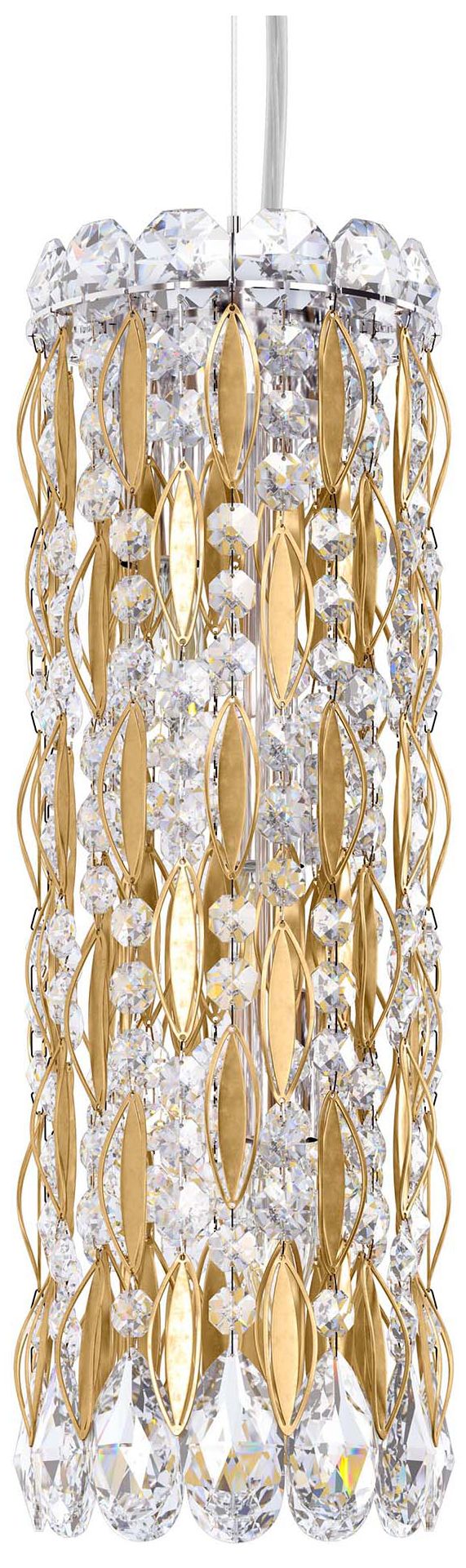 Sarella 15"H x 5"W 3-Light Crystal Pendant in Heirloom Gold