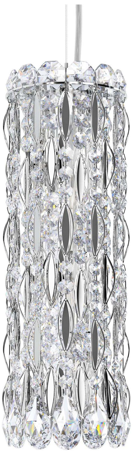 Sarella 15"H x 5"W 3-Light Crystal Pendant in Polished Stainless