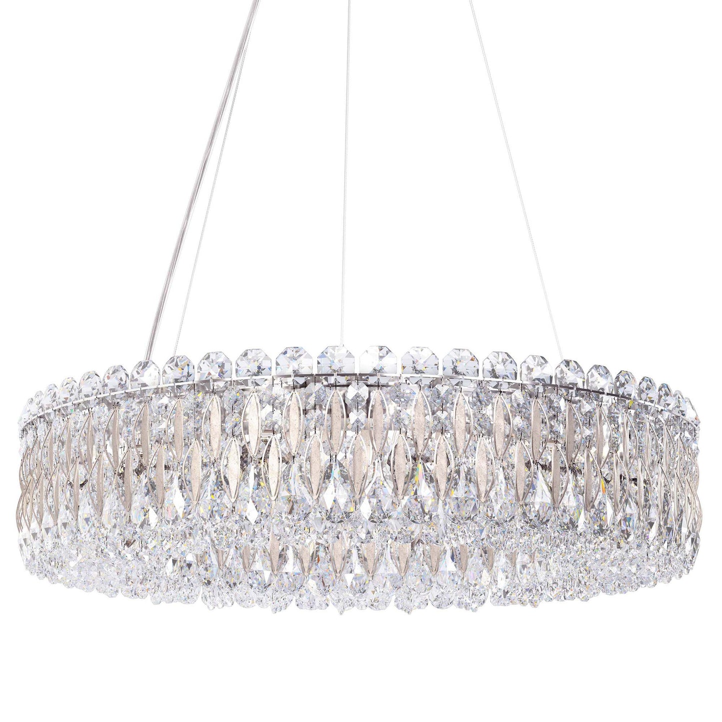 Sarella 5.5"H x 24"W 12-Light Crystal Chandelier in Antique Silve