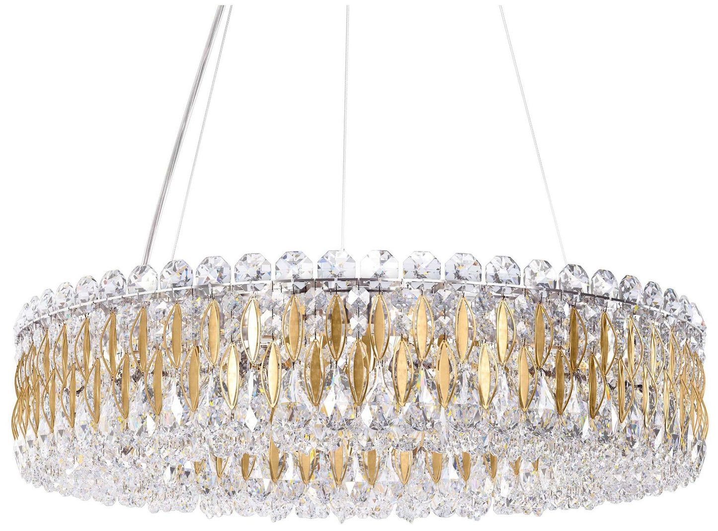 Sarella 5.5"H x 24"W 12-Light Crystal Chandelier in Heirloom Gold