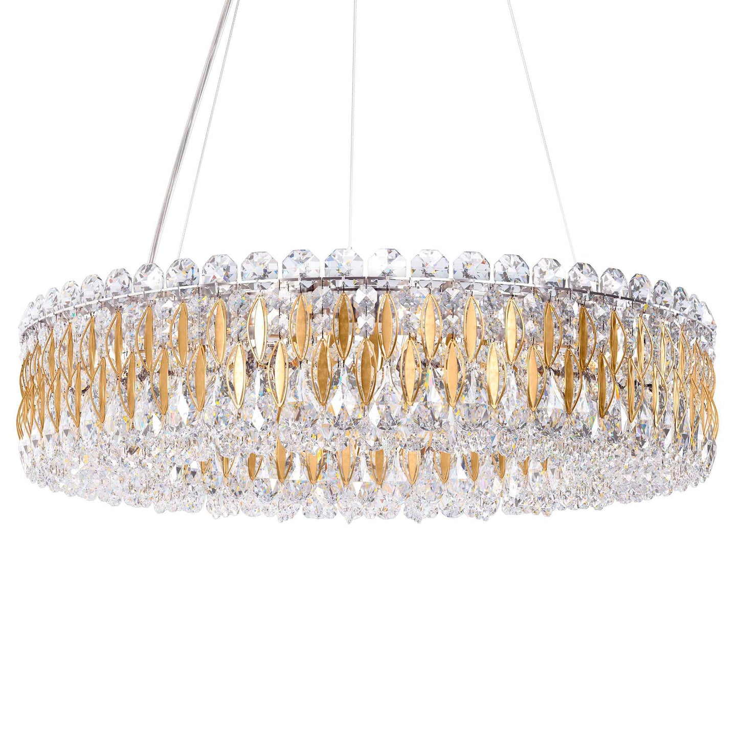 Sarella 5.5"H x 24"W 12-Light Crystal Chandelier in Heirloom Gold