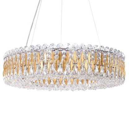 Sarella 5.5"H x 24"W 12-Light Crystal Chandelier in Heirloom Gold
