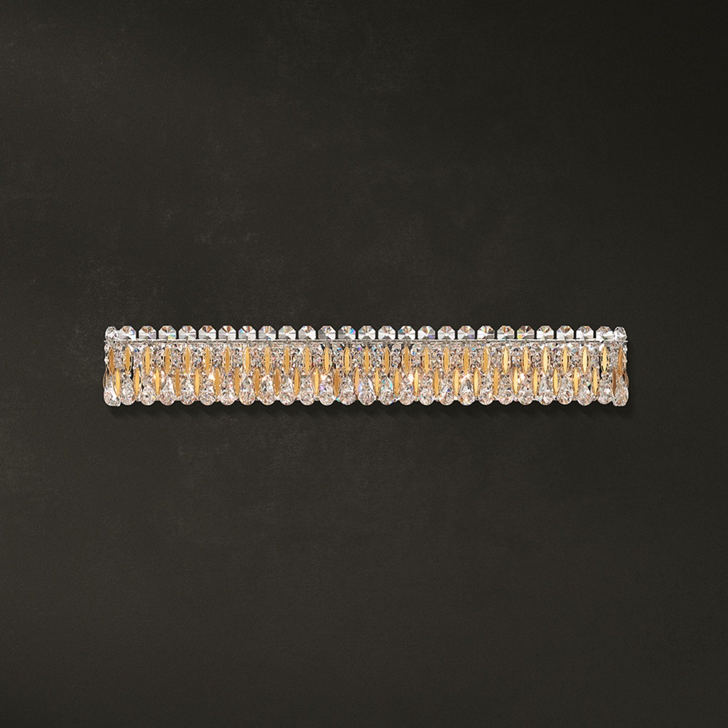 Sarella 5.5"H x 36.5"W 8-Light Crystal Bath Bar in Heirloom Gold