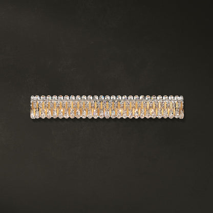 Sarella 5.5"H x 36.5"W 8-Light Crystal Bath Bar in Heirloom Gold