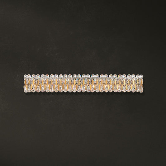 Sarella 5.5"H x 36.5"W 8-Light Crystal Bath Bar in Heirloom Gold