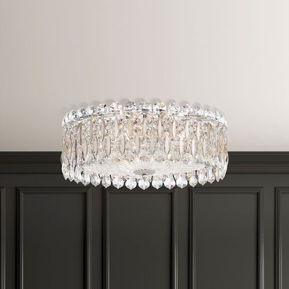 Sarella 6.5"H x 15.5"W 3-Light Crystal Flush Mount in Antique Sil