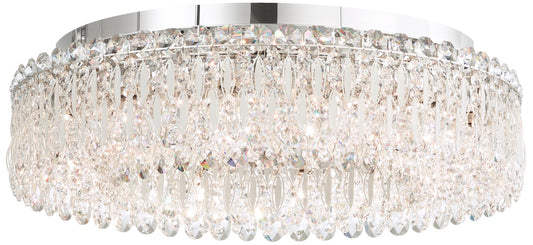 Sarella 7.5"H x 24"W 12-Light Crystal Flush Mount in White