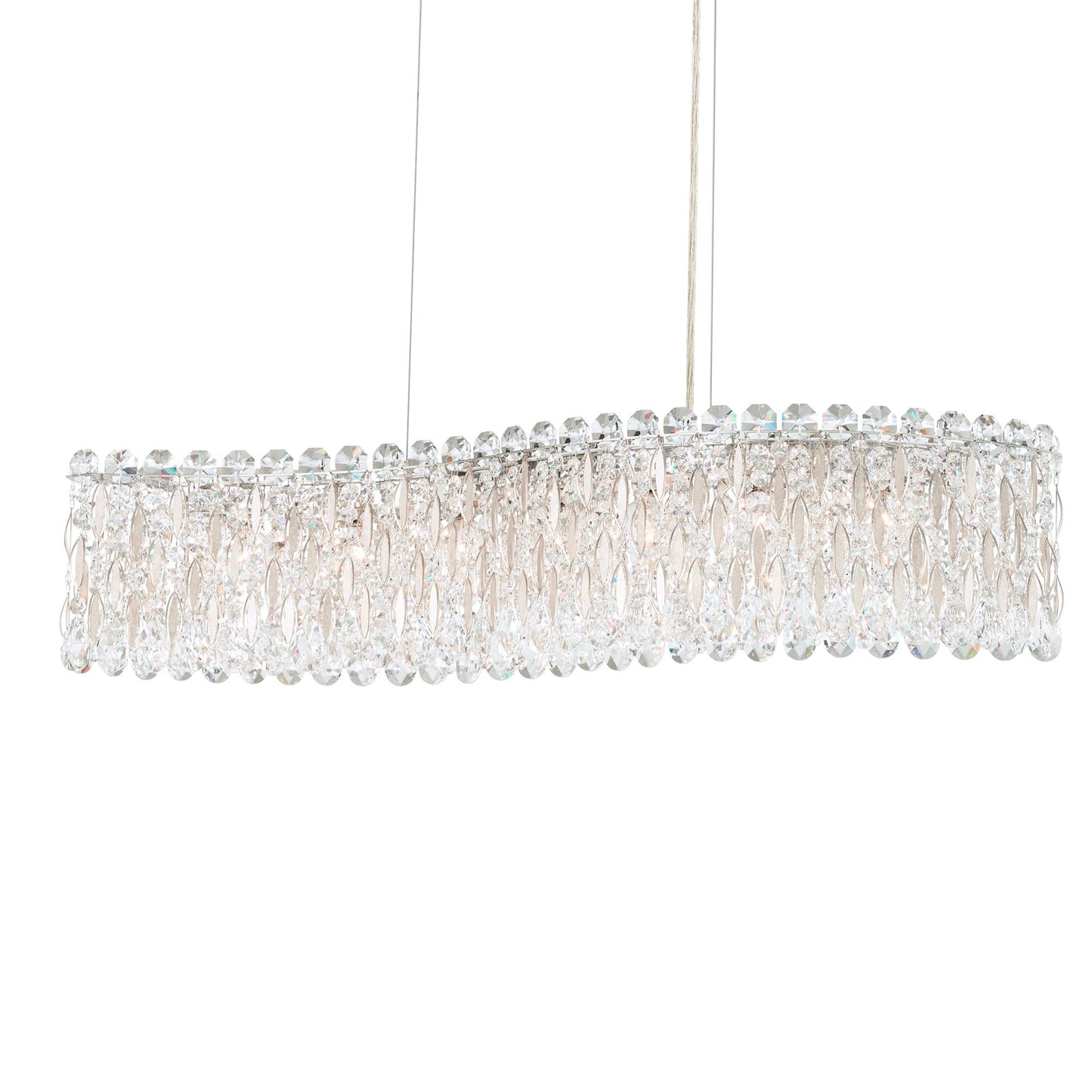 Sarella 8"H x 32.5"W 7-Light Crystal Linear Chandelier in Antique