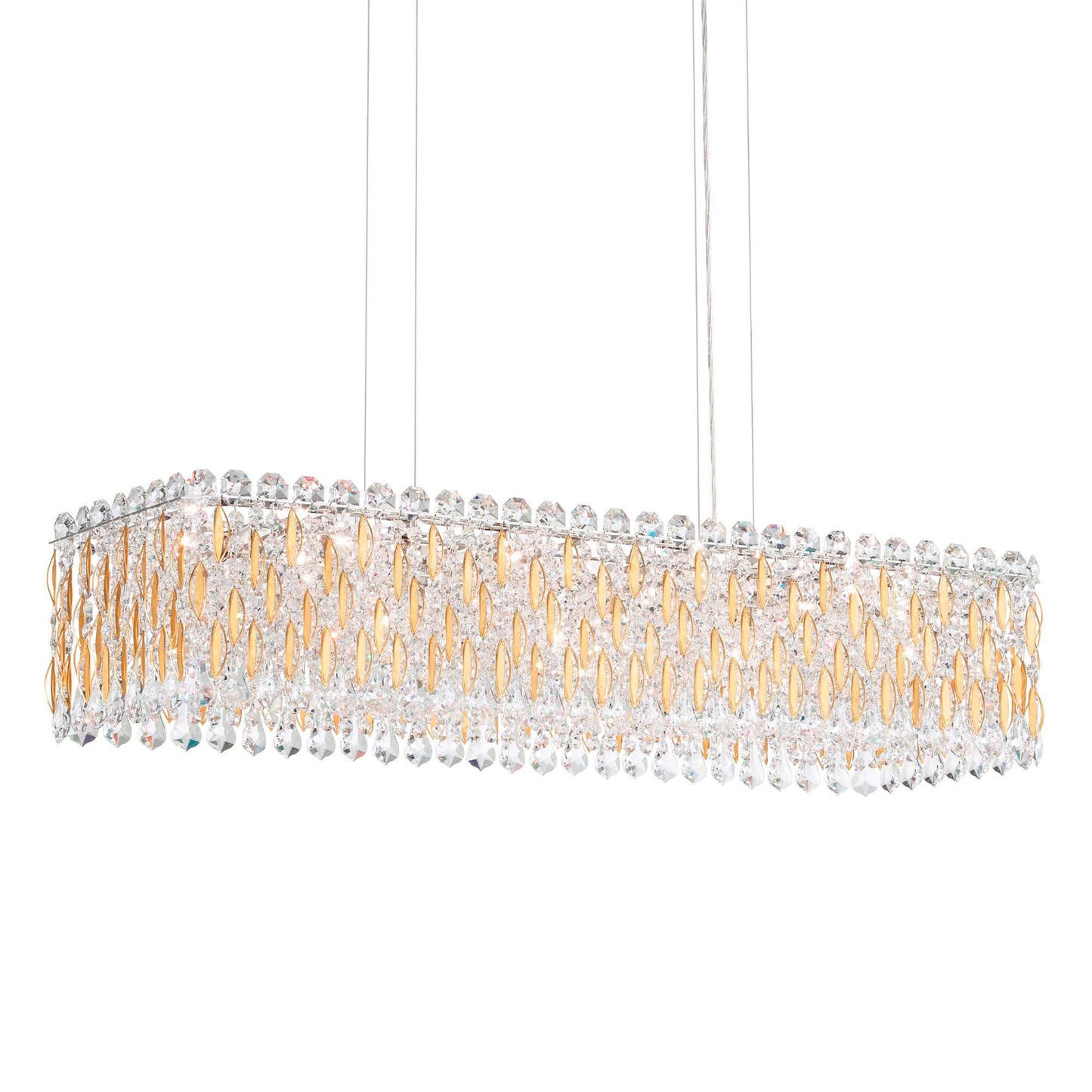 Sarella 8"H x 36.5"W 13-Light Crystal Linear Chandelier in Heirlo