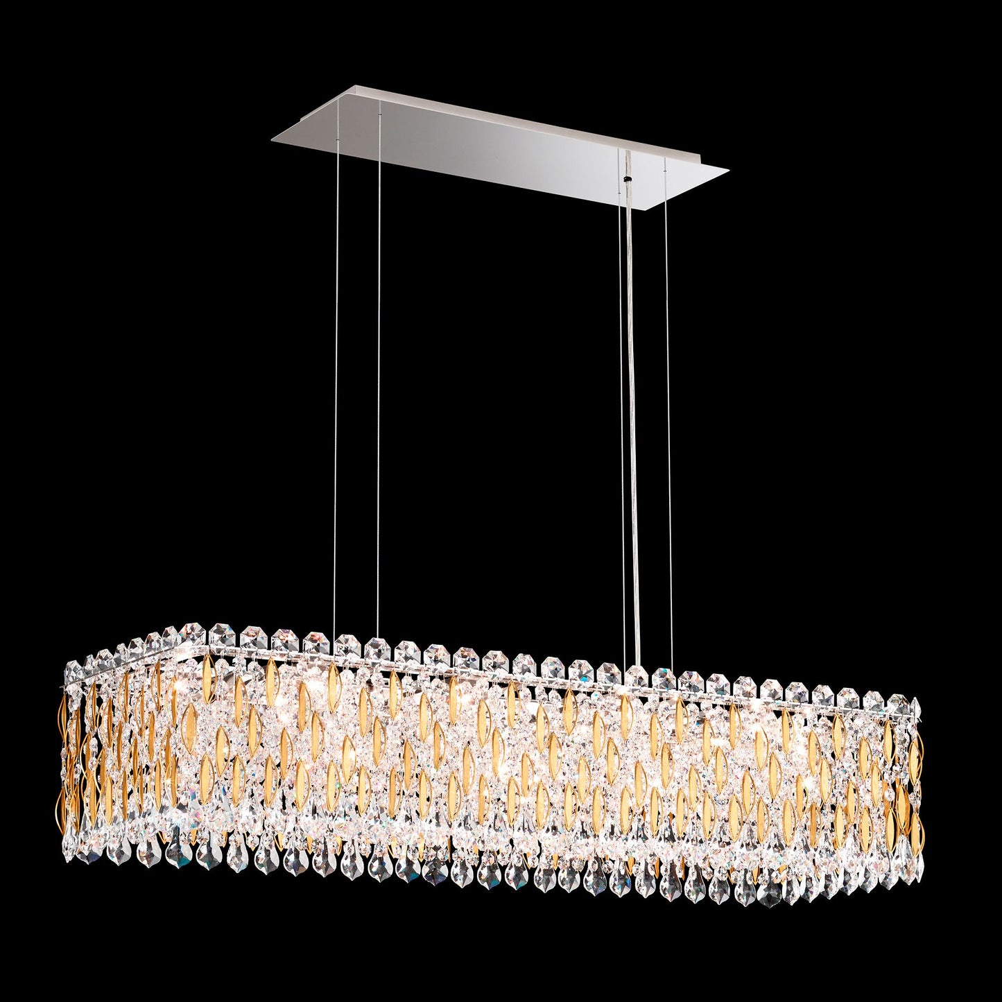 Sarella 8"H x 36.5"W 13-Light Crystal Linear Chandelier in Heirlo