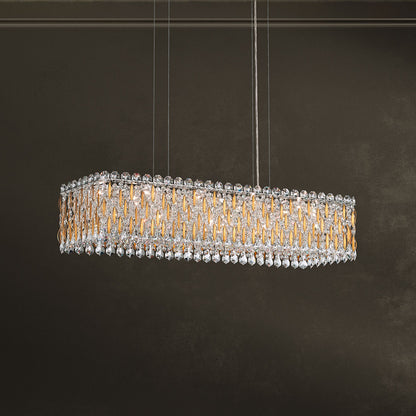 Sarella 8"H x 36.5"W 13-Light Crystal Linear Chandelier in Heirlo