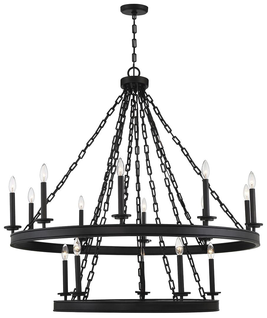 Savoy House Essentials Seville 45" Wide Matte Black 15-Light Chandelie