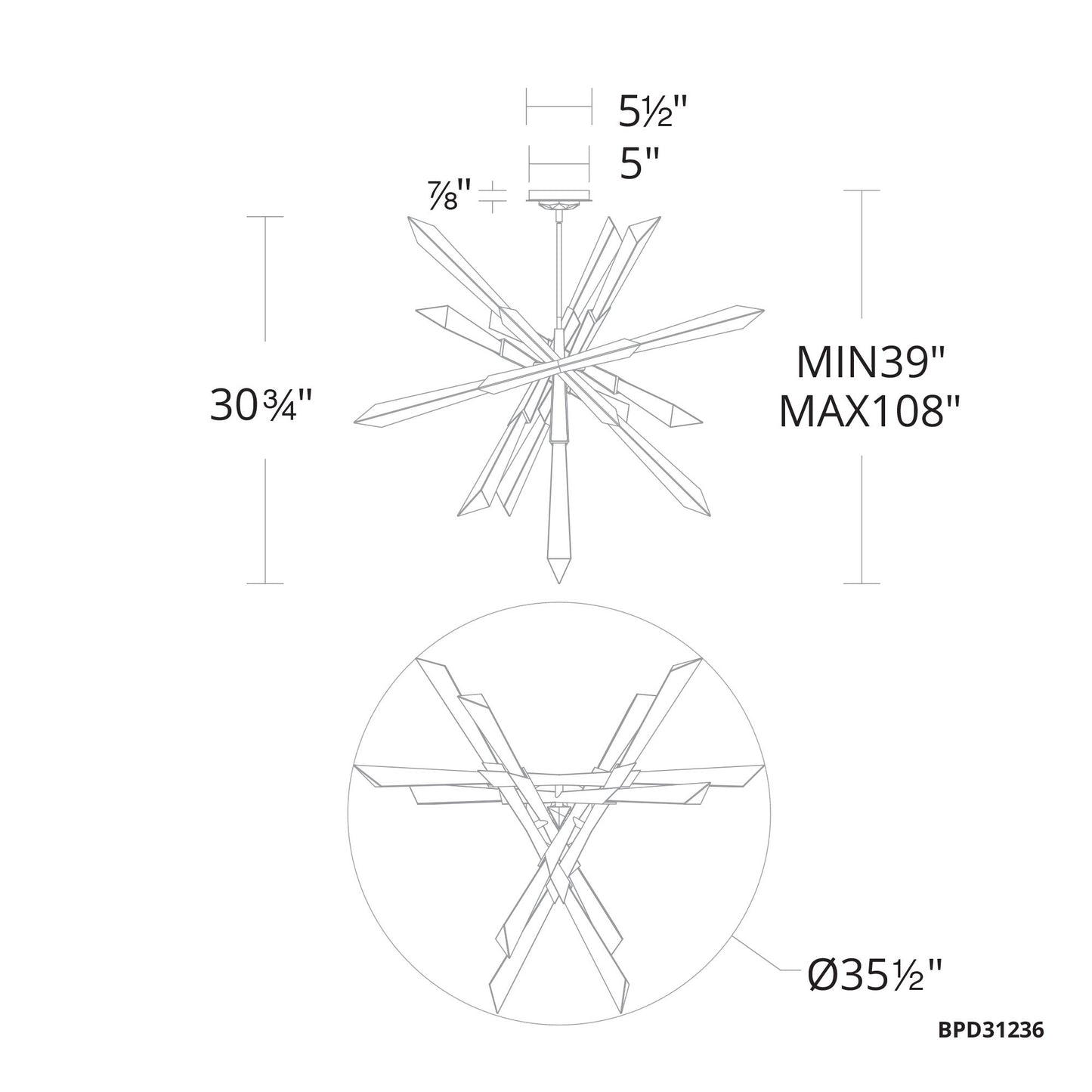 Schonbek-Beyond Solitude 35.5" Wide Modern LED Aged Brass Pendant