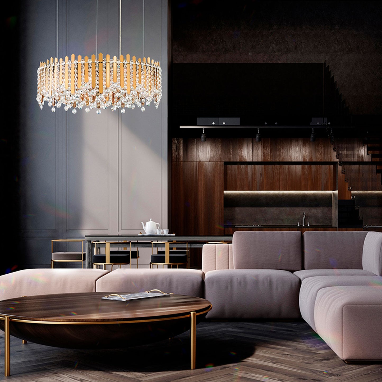 Schonbek Chatter 24" Wide Gold Mirror Crystal Pendant Light