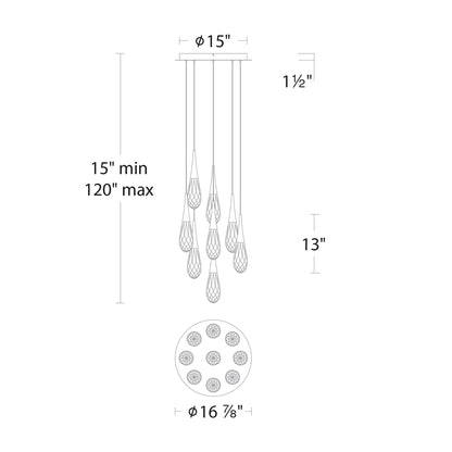 Schonbek Hibiscus 17"W Polished Nickel 9-Light LED Pendant