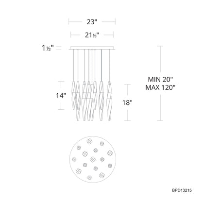 Schonbek Kindjal 23" Wide 15-Light LED Multi-Light Modern Pendant