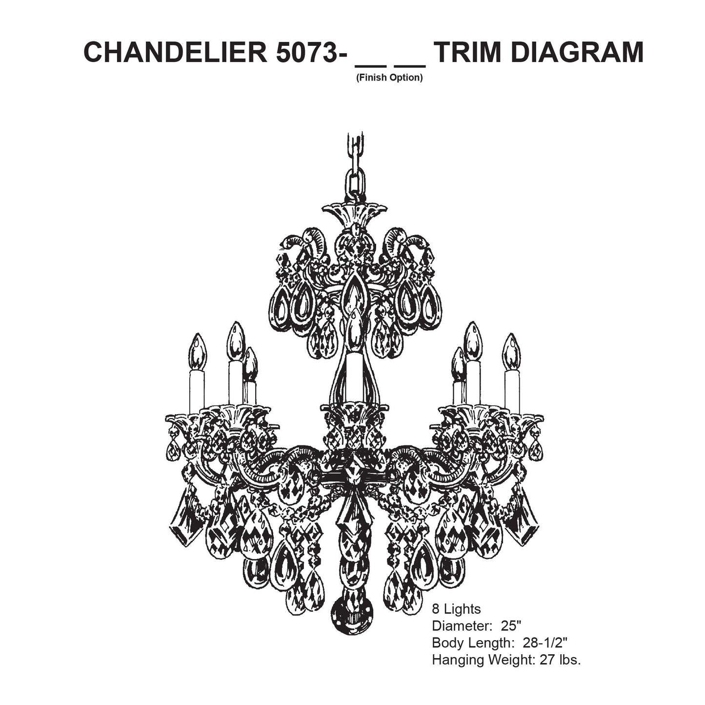 Schonbek La Scala Collection 8-Light Crystal Chandelier