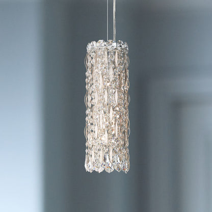 Schonbek Sarella 5" Wide Silver and Crystal Column Pendant