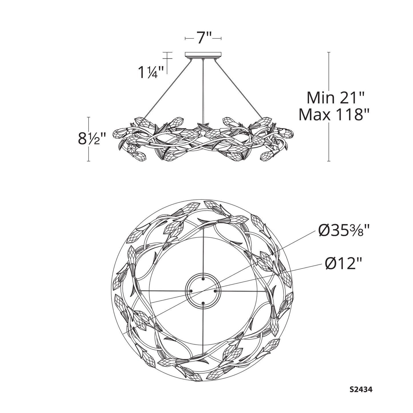 Schonbek Secret Garden 35 1/2" Wide Gold and Crystal LED Pendant Light