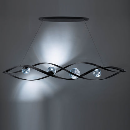 Schonbek Slipstream 56.3" 4-Light Modern LED Crystal Linear Pendant