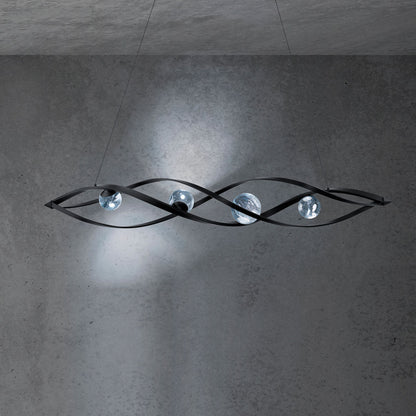 Schonbek Slipstream 56.3" 4-Light Modern LED Crystal Linear Pendant