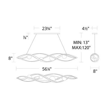 Schonbek Slipstream 56.3" 4-Light Modern LED Crystal Linear Pendant