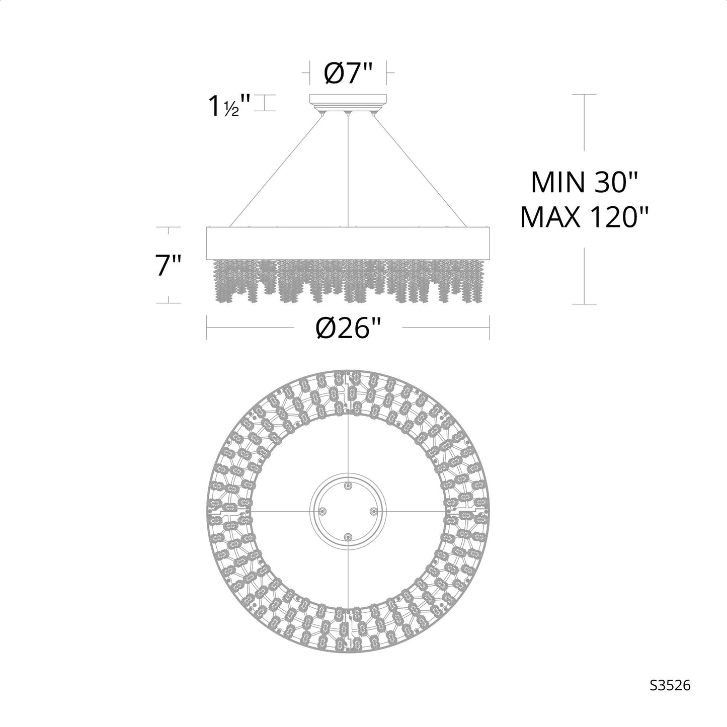 Schonbek Soleil 26" Wide Aged Brass Finish Modern LED Crystal Pendant