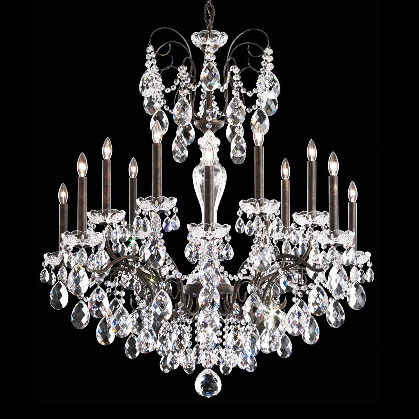 Schonbek Sonatina 35" Wide Black Pearl Crystal Chandelier