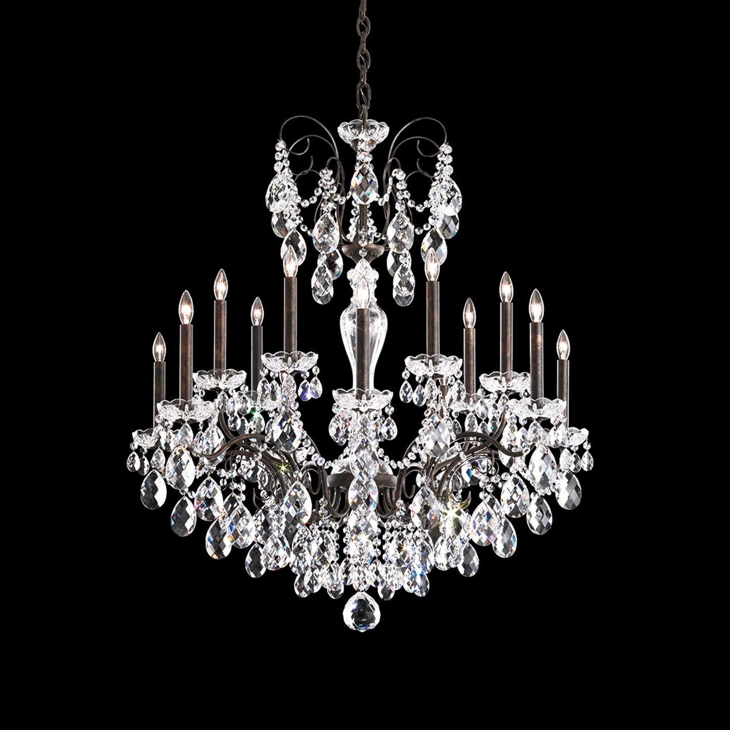 Schonbek Sonatina 35" Wide Black Pearl Crystal Chandelier