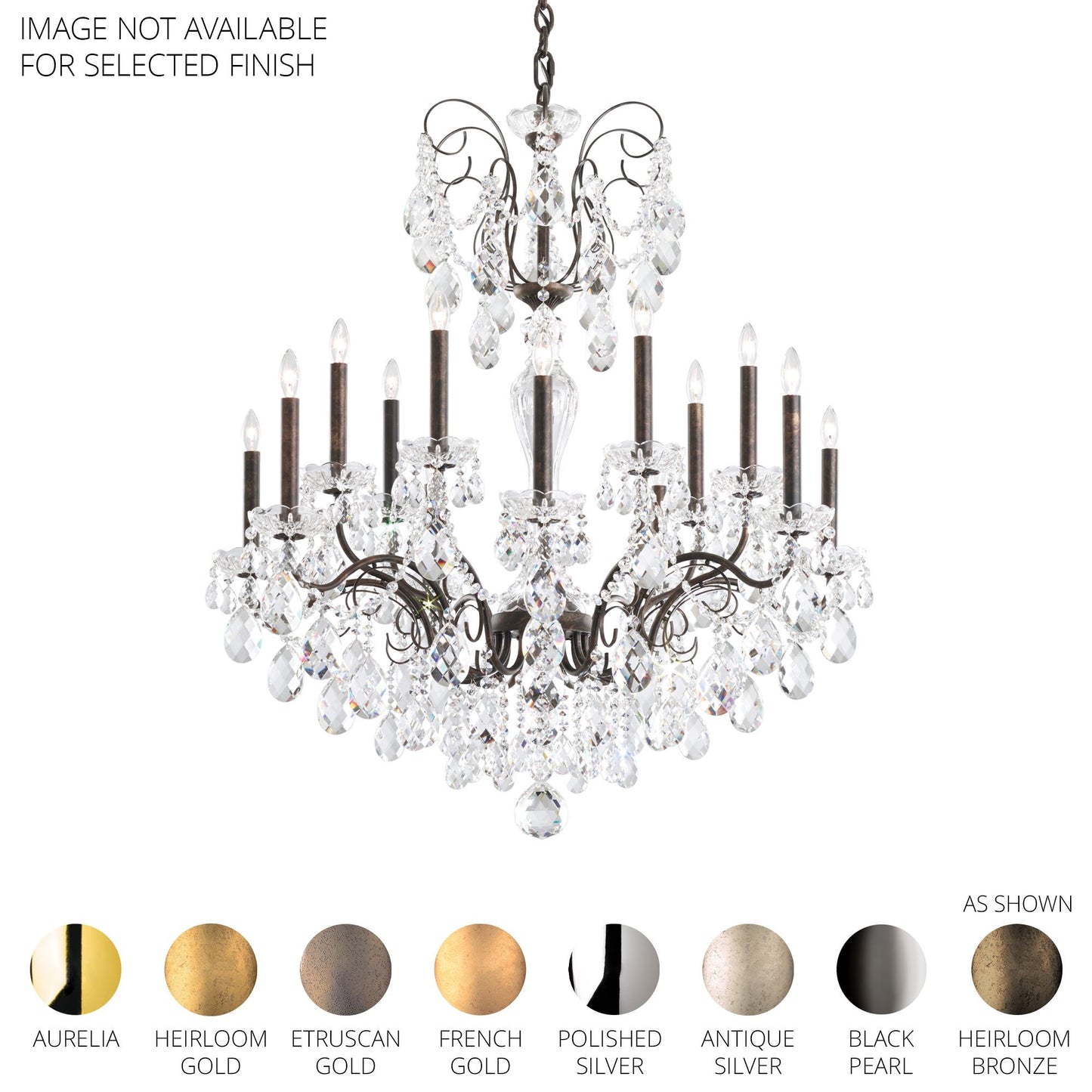 Schonbek Sonatina 35" Wide Black Pearl Crystal Chandelier