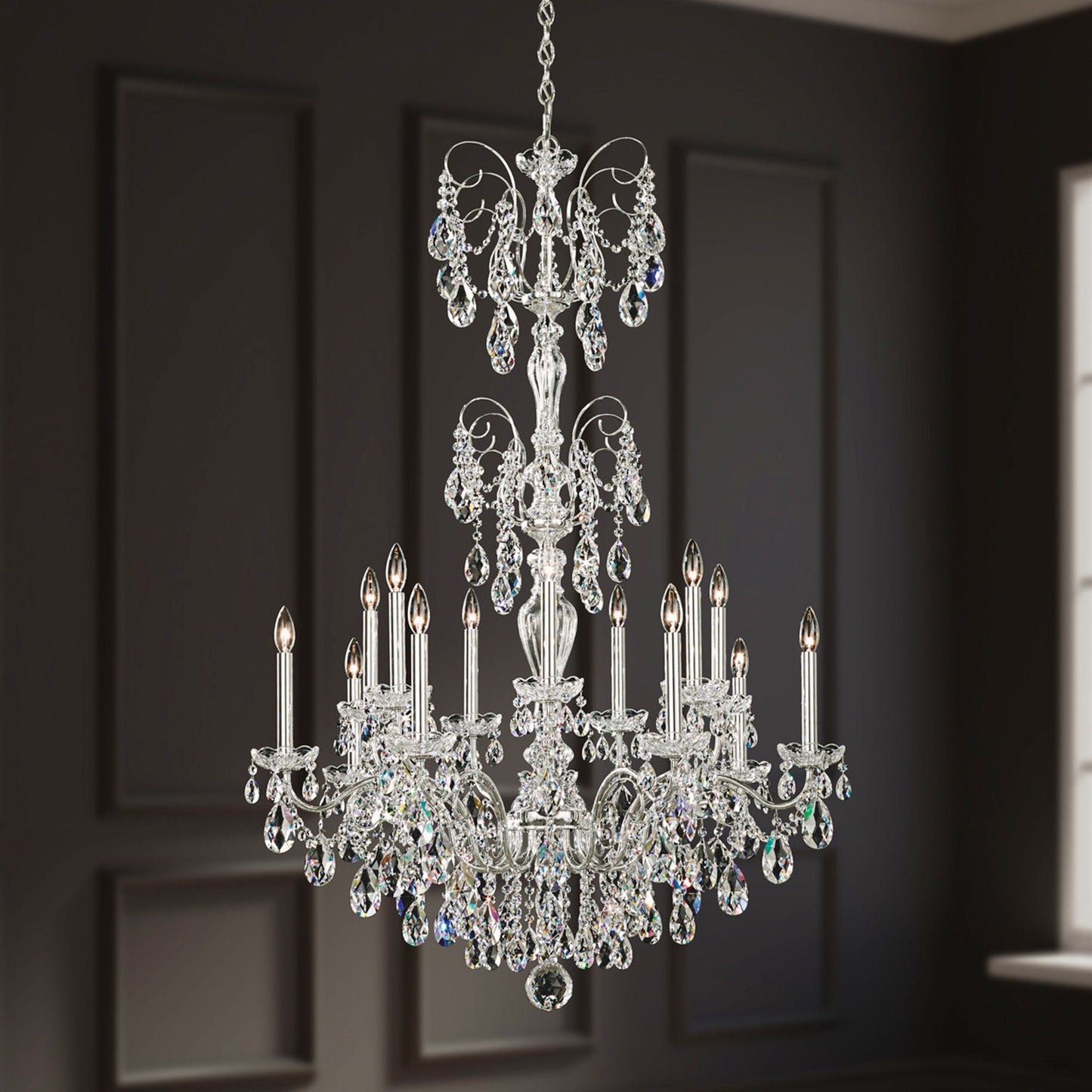 Schonbek Sonatina 35" Wide Silver Crystal Chandelier