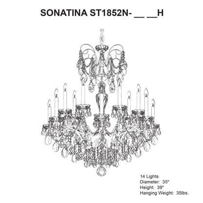 Schonbek Sonatina 35"W Heirloom Bronze 14-Light Chandelier