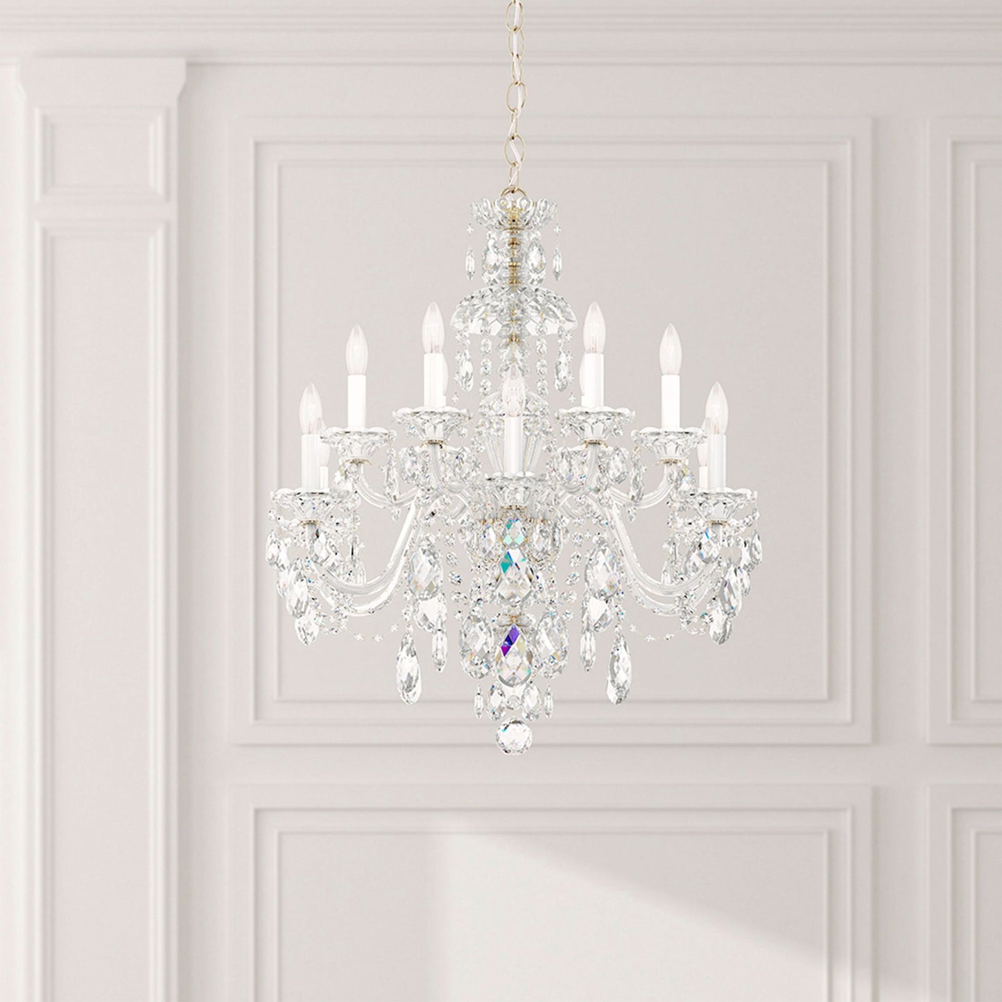 Schonbek Sterling 29" Wide 12-Light Swarovski Crystal Chandelier