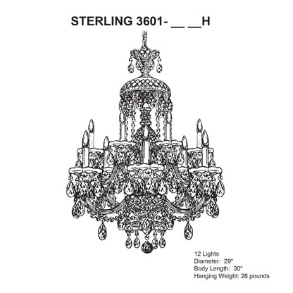 Schonbek Sterling 29" Wide 12-Light Swarovski Crystal Chandelier