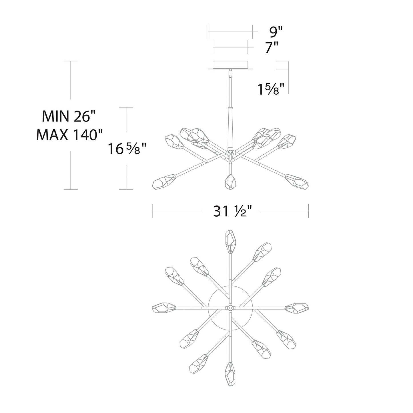 Schonbek Synapse 31.5" Wide Multi-Arm Brass Finish LED Modern Pendant