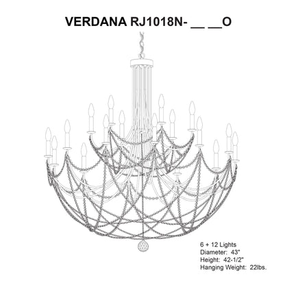 Schonbek Verdana 43" Wide Gold 18-Light 2-Tier Pendant Light