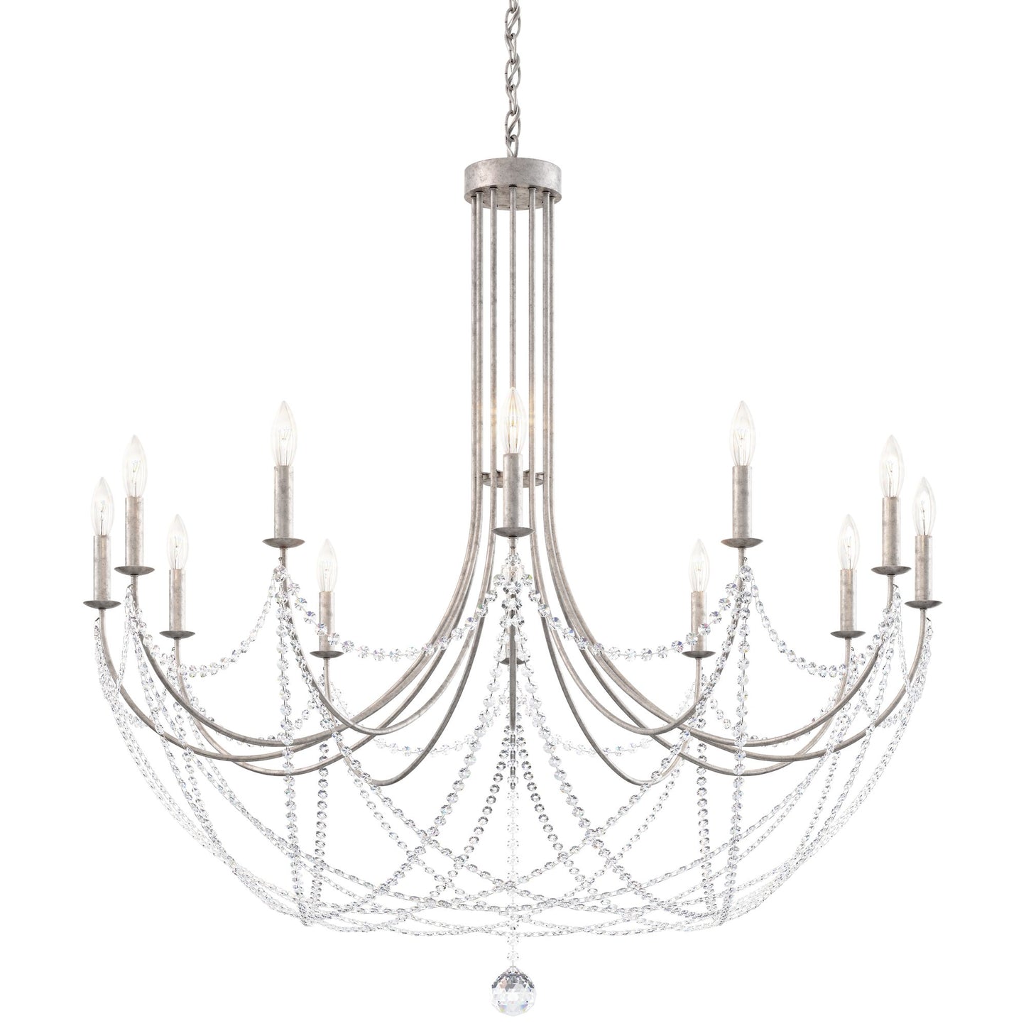 Schonbek Verdana 43"W Antique Silver 12-Light Pendant Light