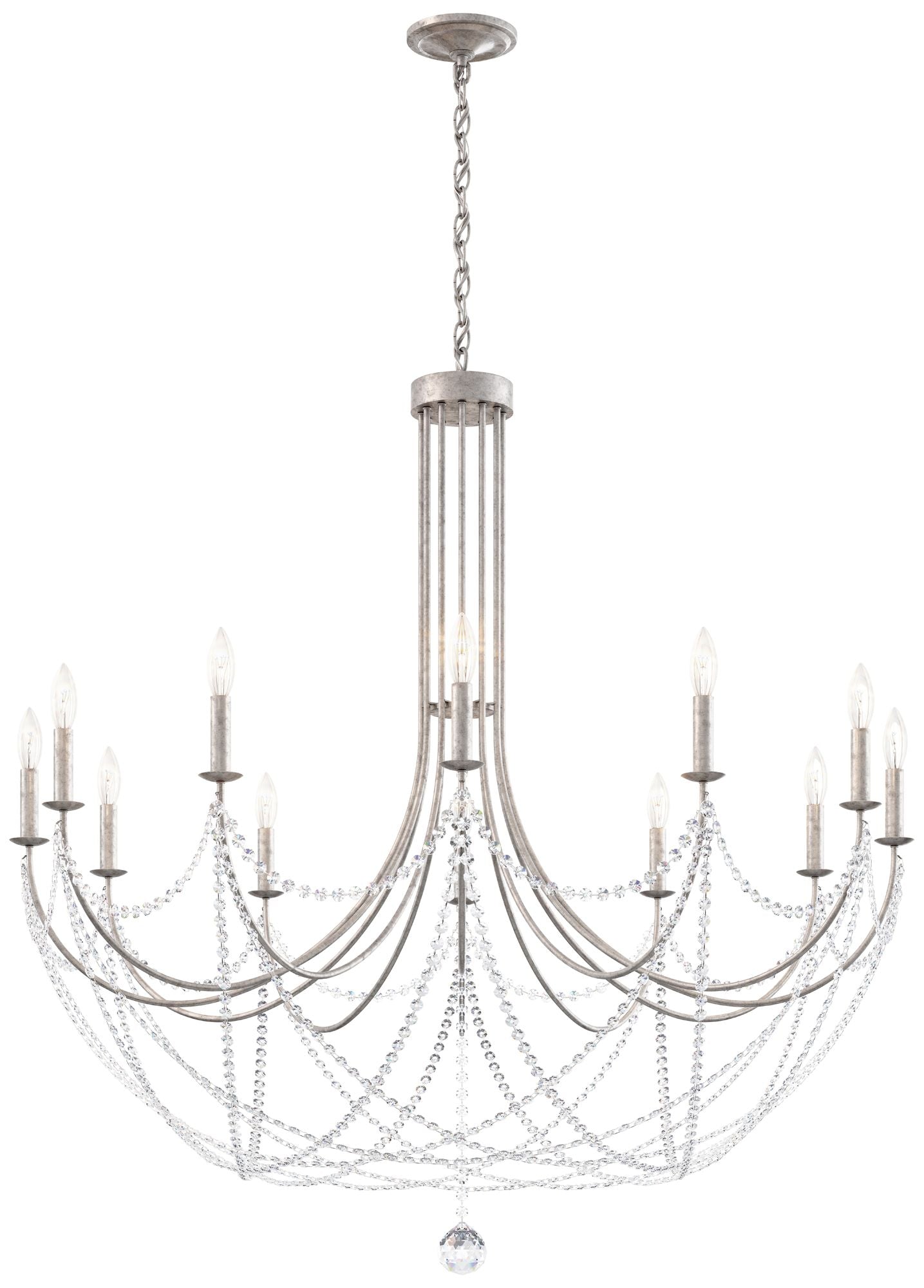 Schonbek Verdana 43"W Antique Silver 12-Light Pendant Light