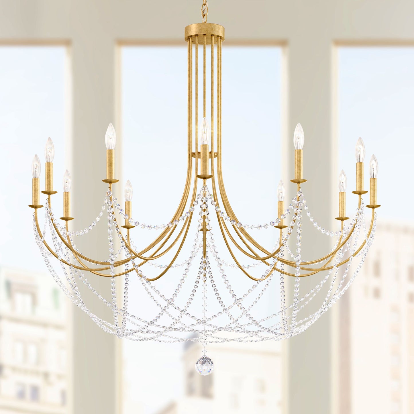 Schonbek Verdana 43"W Heirloom Gold 12-Light Pendant Light