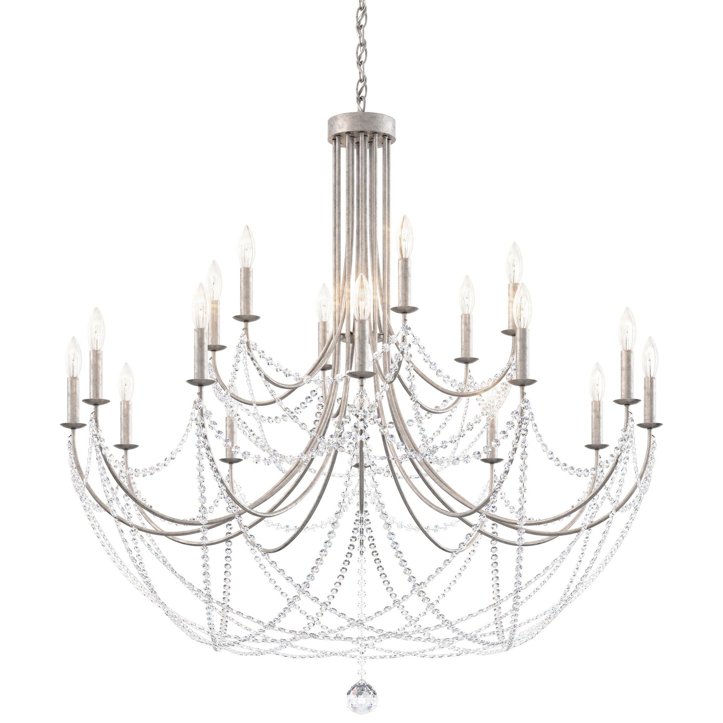 Schonbek Verdana 43"W Silver 18-Light 2-Tier Pendant Light