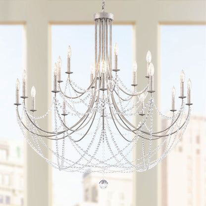 Schonbek Verdana 43"W Silver 18-Light 2-Tier Pendant Light