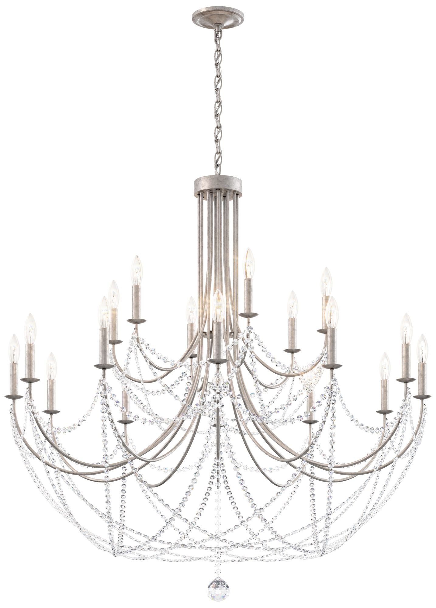 Schonbek Verdana 43"W Silver 18-Light 2-Tier Pendant Light