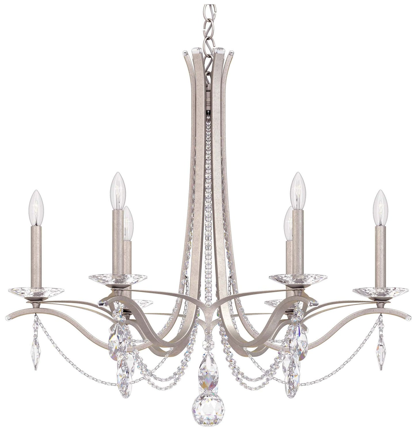 Schonbek Vesca 33" Wide Antique Silver 6-Light Chandelier