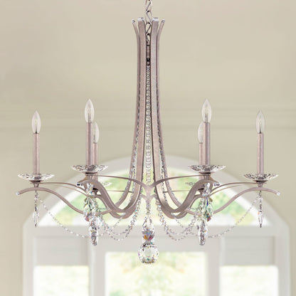 Schonbek Vesca 33" Wide Antique Silver 6-Light Chandelier