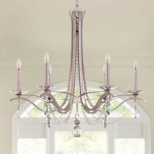 Schonbek Vesca 33" Wide Antique Silver 6-Light Chandelier