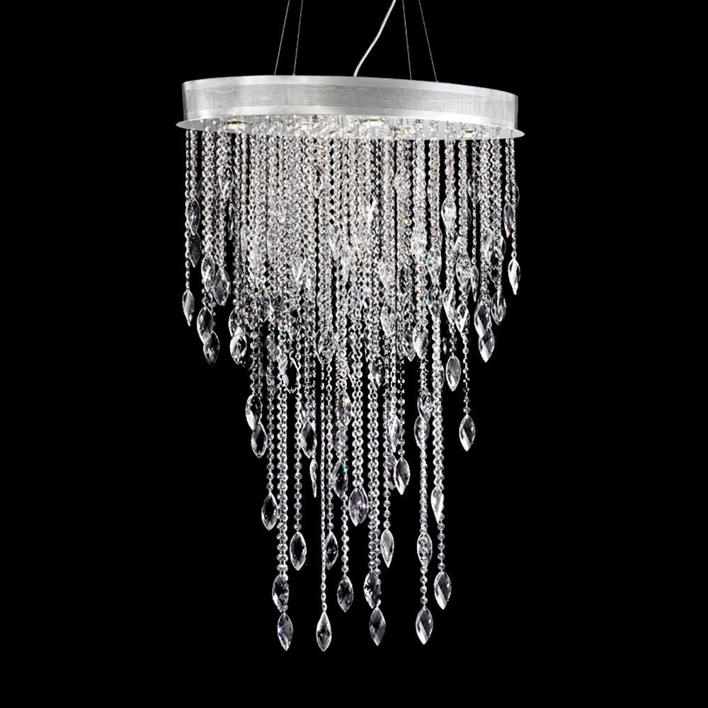 Sculptured Leaf 30" Wide Silver and Crystal Chandelier