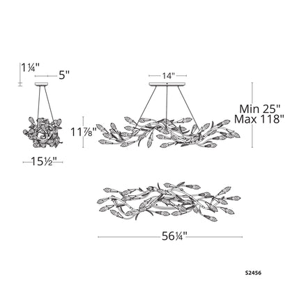 Secret Garden 56 1/4" Wide Antique Silver LED Pendant Light